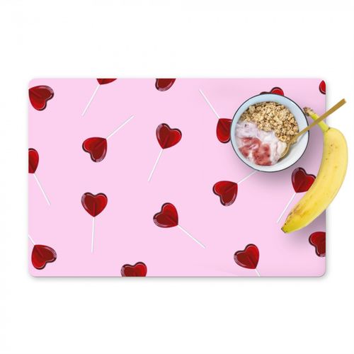 Placemat vinyl - Roze - Hart - Lolly - Snoep