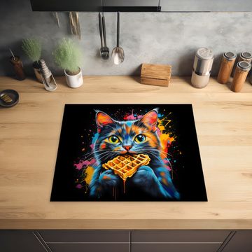 Inductie beschermer - Kat - Graffiti - Kleurrijk - Wafel - Eten
