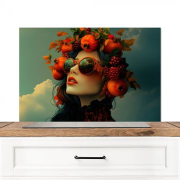 Spatscherm Aluminium - Vrouw - Granaatappel - Herfst - Zonnebril