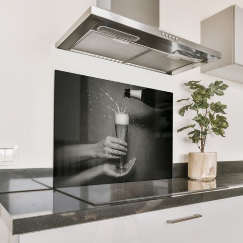 Spatscherm Aluminium - Champagnefles - Glas - Minimalistisch - Spetters