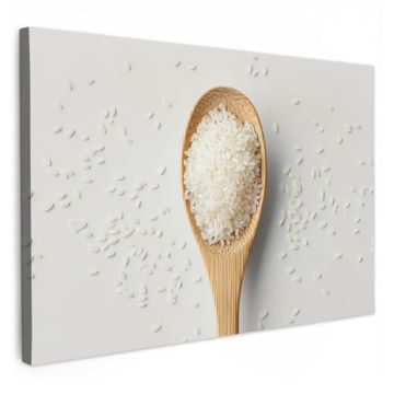 Canvas schilderij - Hout - Lepel - Rijst