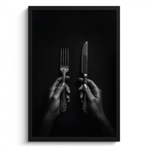 Poster met lijst - Bestek - Zwart - Wit
