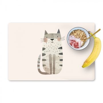 Placemat vinyl - Kat - Dieren - Beige