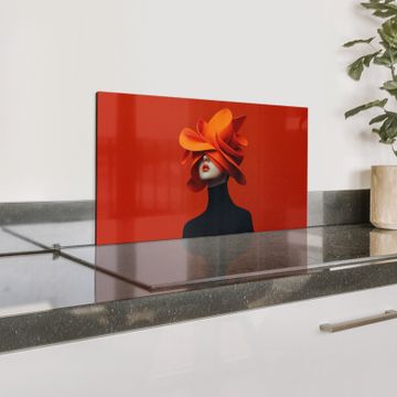 Spatscherm Aluminium - Oranje - Hoed - Vrouw