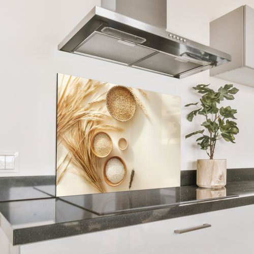Spatscherm Aluminium - Granen - Hout - Kom - Beige