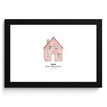 Poster met lijst - Huisje - Roze - Quote - Moeder