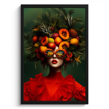 Poster met lijst - Vrouw - Vruchten - Papaja - Ananas