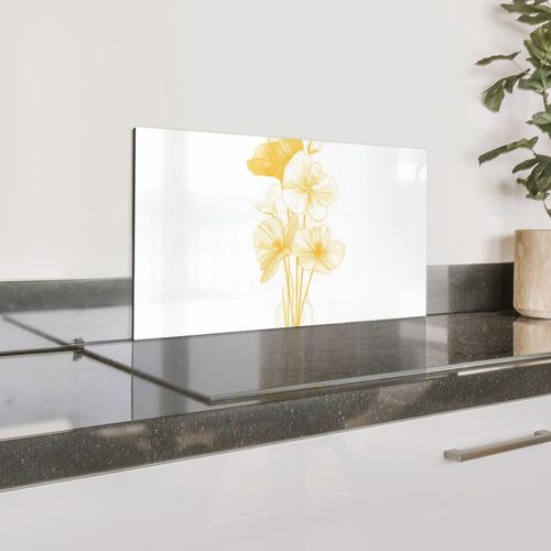 Lijntekening - Bloemen - Geel - Vaas