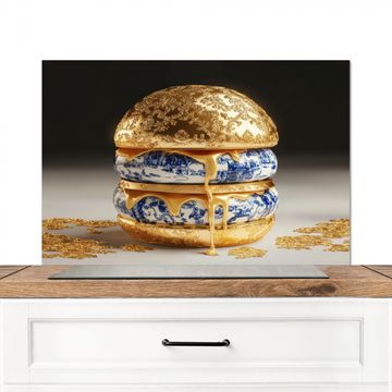 Spatscherm Aluminium - Delftsblauw - Goud - Burger