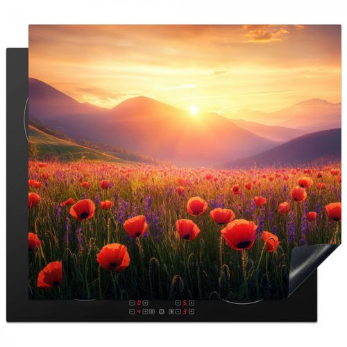 Inductie beschermer - Landschap - Zonsondergang - Bloemenveld