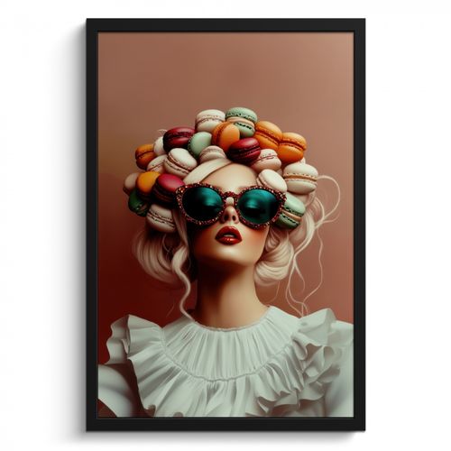 Poster met lijst - Vrouw - Macarons - Bril