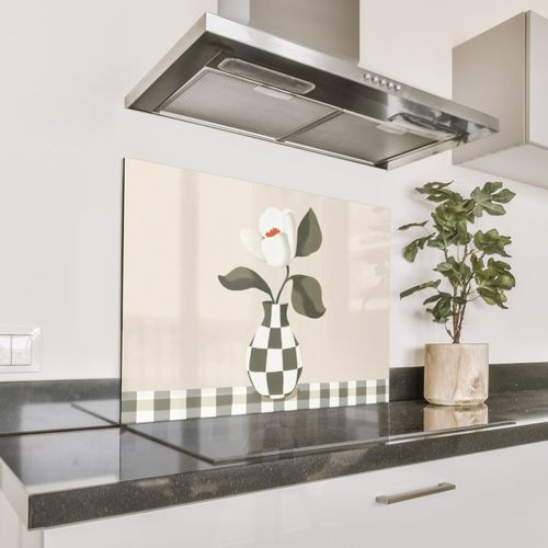 Spatscherm Aluminium - Vaas - Geruit - Groen - Bloem