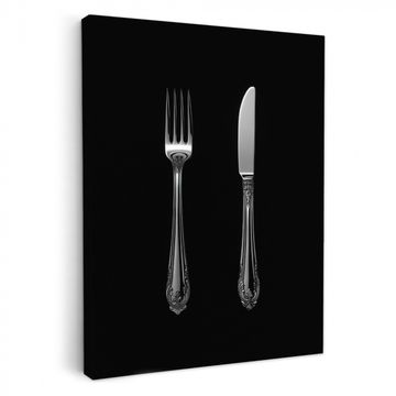 Canvas schilderij - Vork - Mes - Zilver