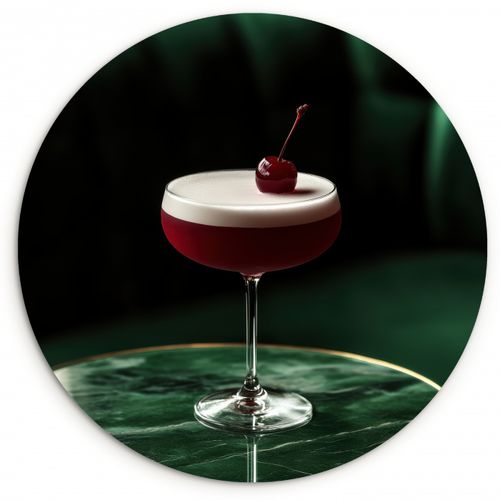 Muurcirkel - Kers - Cocktail - Rood - Marmer