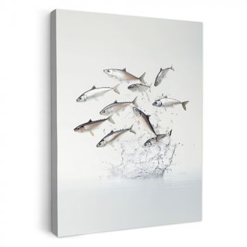 Canvas schilderij - Vissen - Water - Wit