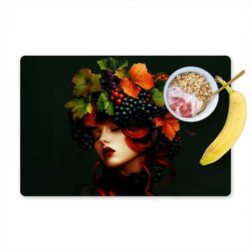 Placemat vinyl - Vrouw - Rood - Groen - Druiven