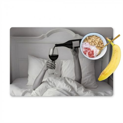 Placemat vinyl - Lakens - Armen - Wijn - Glas