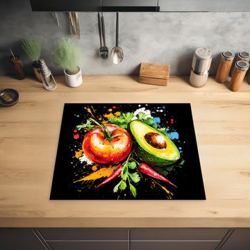 Inductie beschermer - Tomaat - Avocado - Peper - Graffiti - Verf - Modern