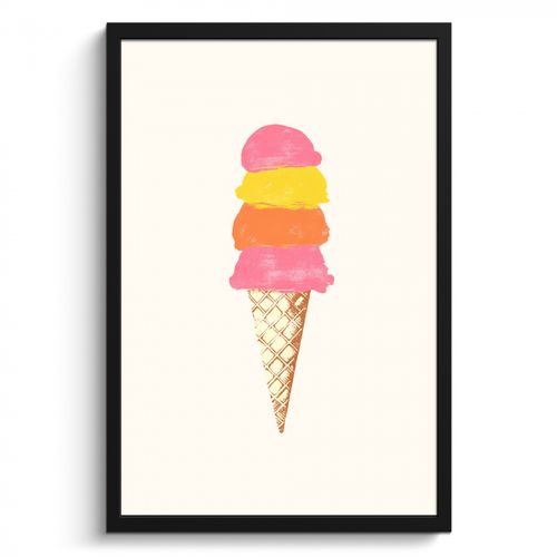 Poster met lijst - Schepijs - Hoorntje - Illustratie - Minimalistisch