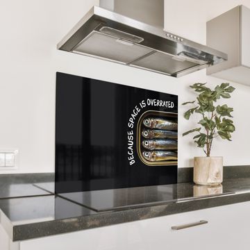 Spatscherm Aluminium - Sardines - Tekst - Vis - Blik