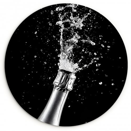 Muurcirkel - Champagne - Zwart - Spetters - Popping