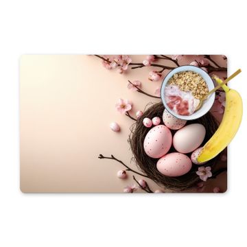 Placemat vinyl - Roze - Bloesems - Eieren