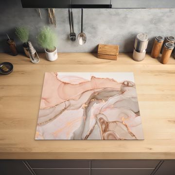 Inductie beschermer - Aderen van Goud in Zalmkleurig Marmer