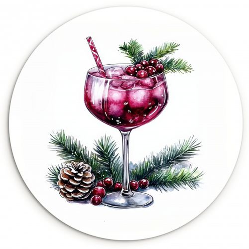 Muurcirkel - Winter - Cocktail - Decoratie - Drank - Kerst