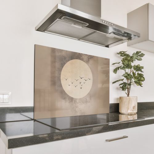 Spatscherm Aluminium - Vogel - Beige - Japandi