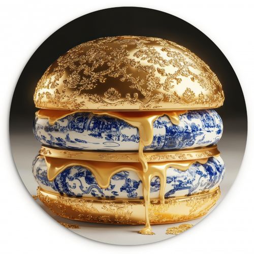 Muurcirkel - Delftsblauw - Goud - Burger