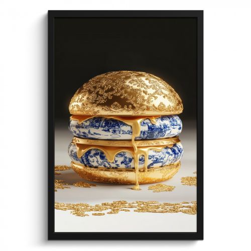 Poster met lijst - Delftsblauw - Goud - Burger