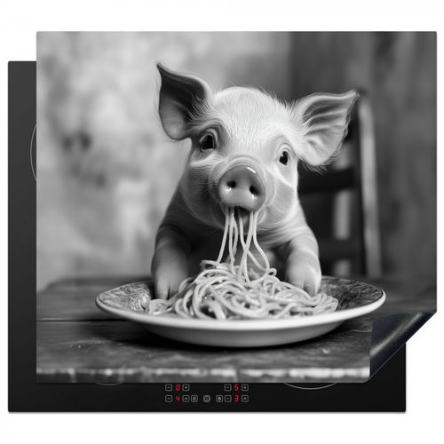 Inductie beschermer - Varken - Schattig - Spaghetti - Zwart wit - Dier