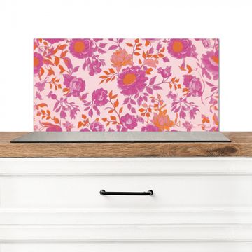 Spatscherm Aluminium - Bloemenpatroon - Roze - Oranje - Bloemen