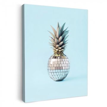 Canvas schilderij - Blauw - Ananas - Disco - Discobal