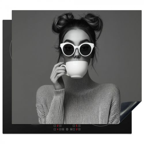 Inductie beschermer - Vrouw - Koffie - Zwart - Wit