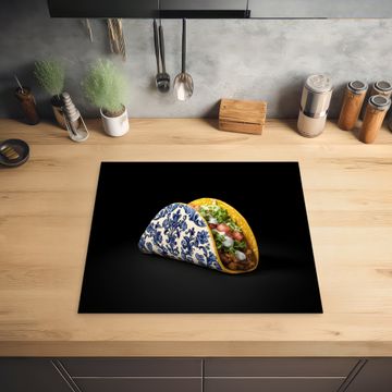 Inductie beschermer - Taco - Vlees - Salade - Delftsblauw - Motief