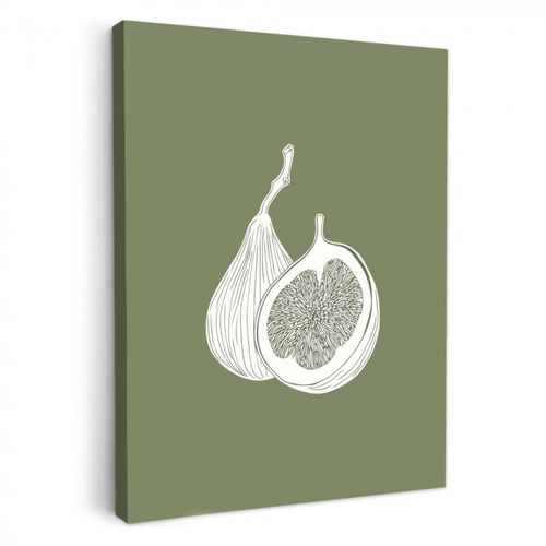 Canvas schilderij - Vijgen - Minimalistisch - Getekend - Mosgroen