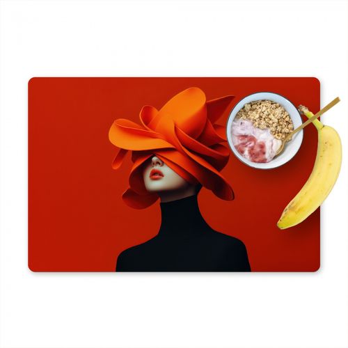 Placemat vinyl - Oranje - Hoed - Vrouw