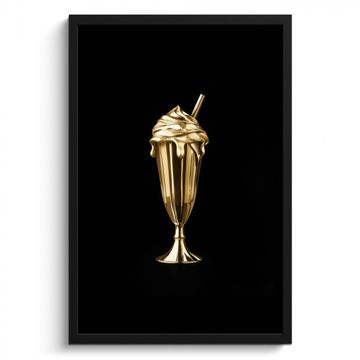 Poster met lijst - Milkshake - Goud - Drinken - Zwart
