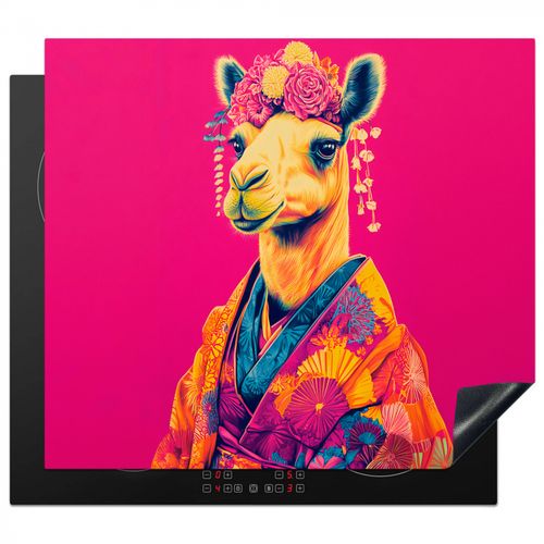 Inductie beschermer - Kameel - Bloemen - Kimono - Waaiers