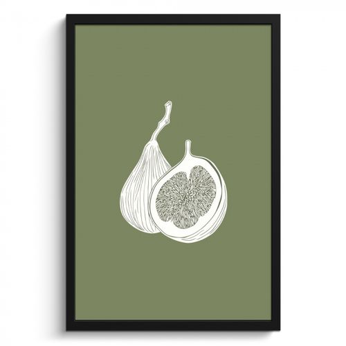 Poster met lijst - Vijgen - Minimalistisch - Getekend - Mosgroen