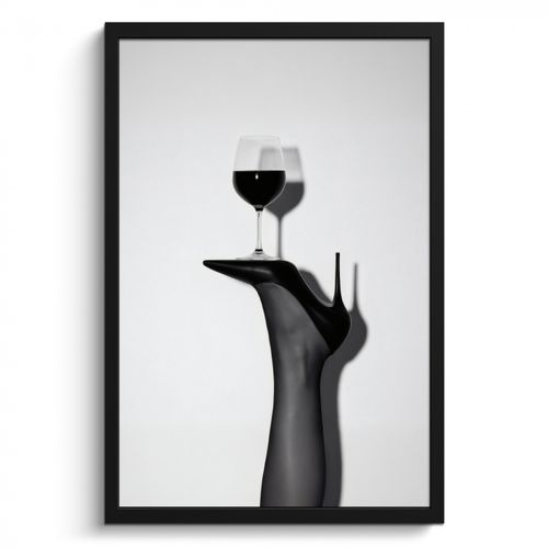 Poster met lijst - Hak - Wijn - Minimalistisch - Zwart