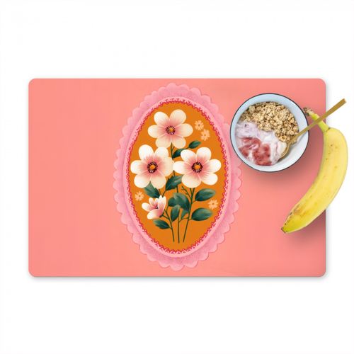 Placemat vinyl - Illustratie - Bloemen - Rand - Roze