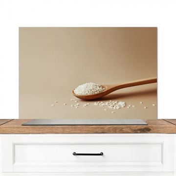 Spatscherm Aluminium - Lepel - Rijst - Hout - Beige