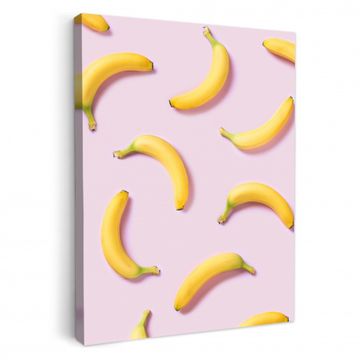Canvas schilderij - Gele Curve op Roze