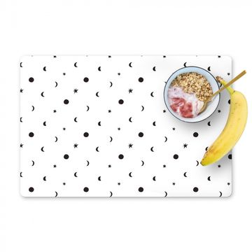 Placemat vinyl - Kinderen - Sterren - Maan - Wit - Patroon