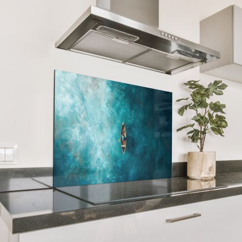 Spatscherm Aluminium - Bootje - Water - Blauw