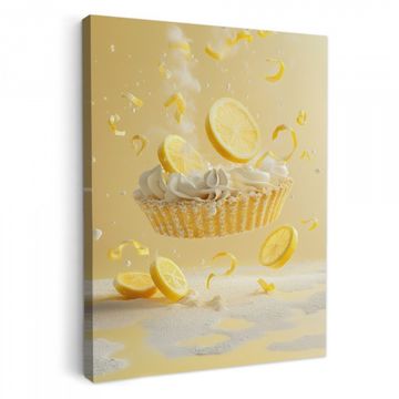 Canvas schilderij - Citroen - Taart - Eten - Geel