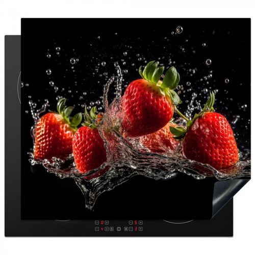 Inductie beschermer - Aardbeien - Fruit - Rood - Water - Zwart