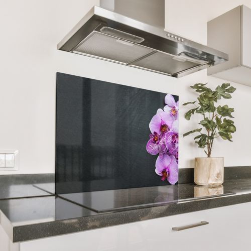 Spatscherm Aluminium - Purperen Orchideeënpracht op Leisteen